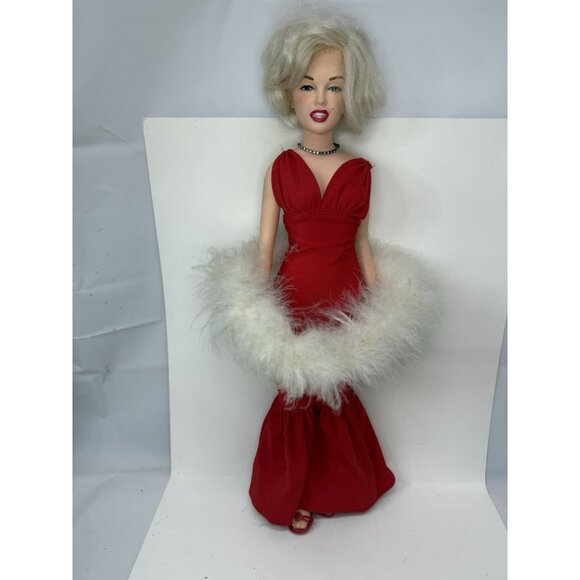 Vintage 18" Marilyn Monroe Portrait World Dolls Red Dress Feather Boa 1984 Doll - Picture 2 of 8